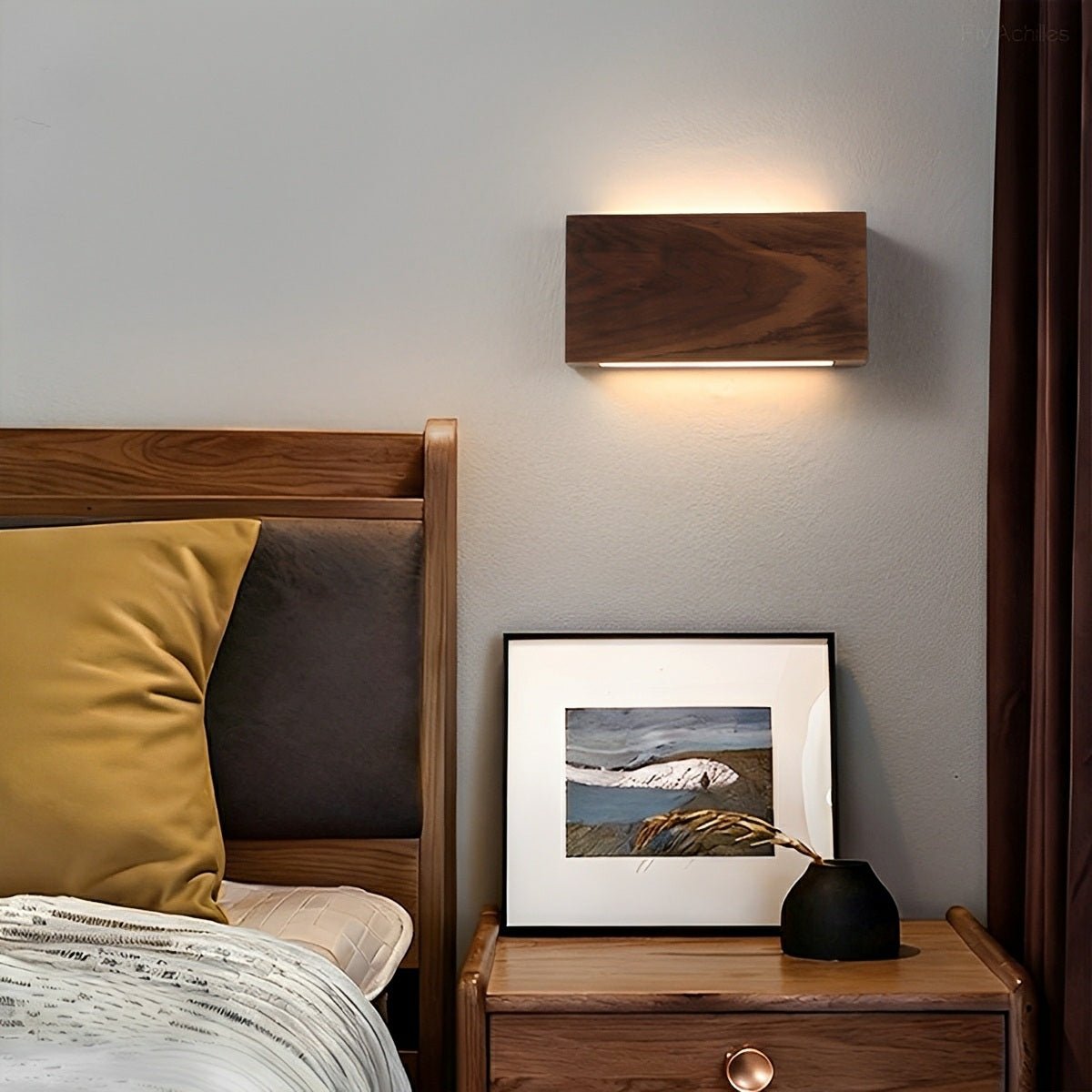 Modern Rectangular Wood Touch Dimming LED Wall Sconce - Flyachilles