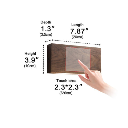 Modern Rectangular Wood Touch Dimming LED Wall Sconce - Flyachilles