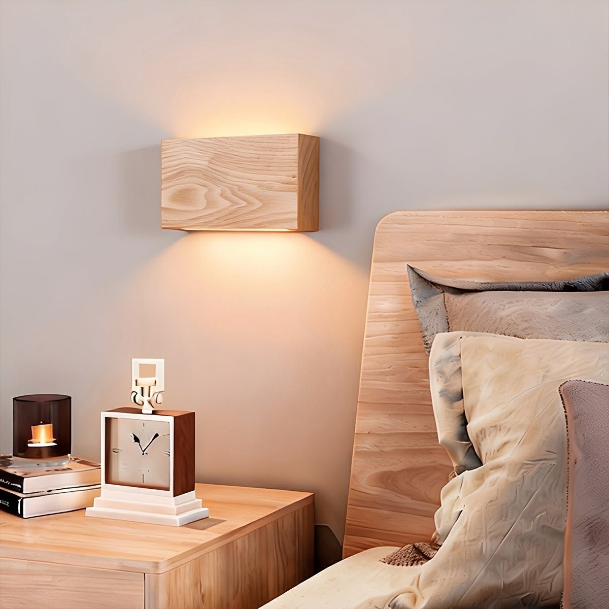 Modern Rectangular Wood Touch Dimming LED Wall Sconce - Flyachilles