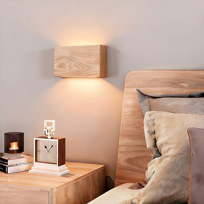 Modern Rectangular Wood Touch Dimming LED Wall Sconce - Flyachilles
