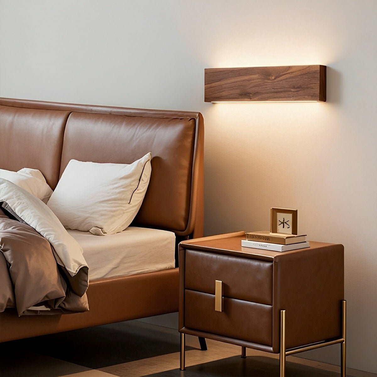 Modern Rectangular Wood Touch Dimming LED Wall Sconce - Flyachilles