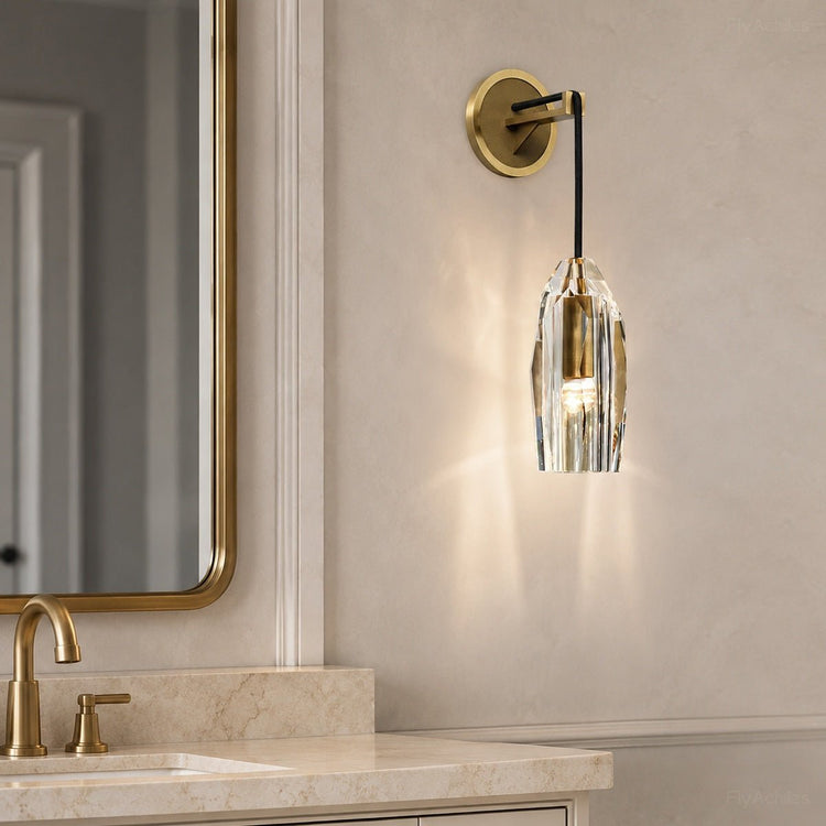 Modern Ribbed Crystal Wall Sconce - Flyachilles