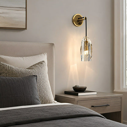 Modern Ribbed Crystal Wall Sconce - Flyachilles
