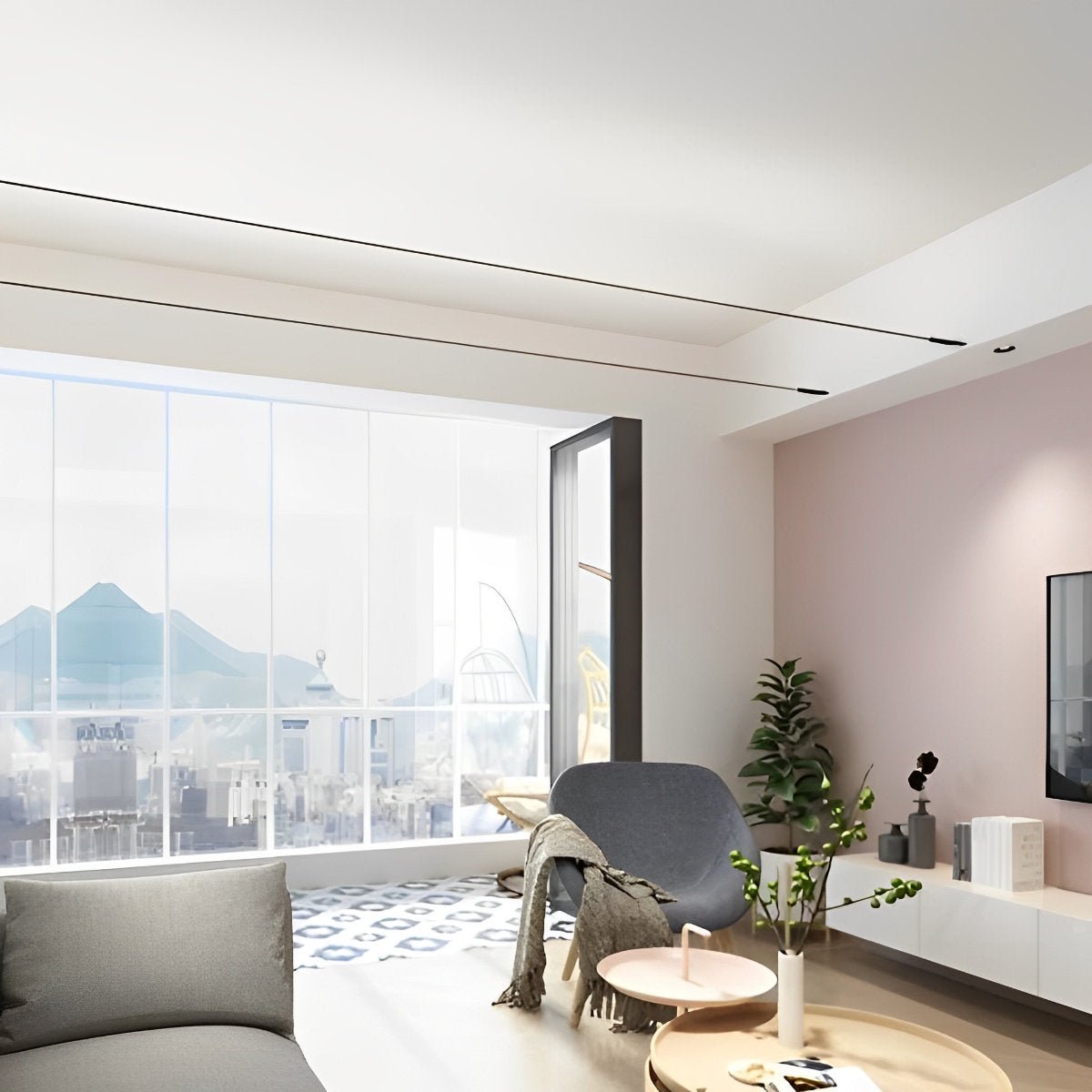 Modern Rotatable LED Strip Lights – Adjustable Linear Indoor Ceiling Light with Dimmable Remote