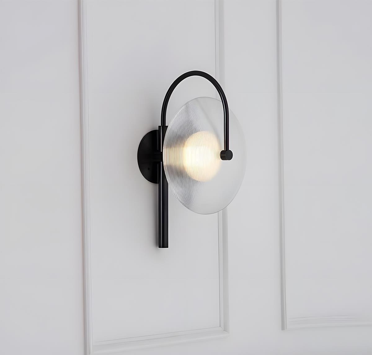 Modern Round Clear Stripe Glass LED Indoor Wall Sconces - Flyachilles