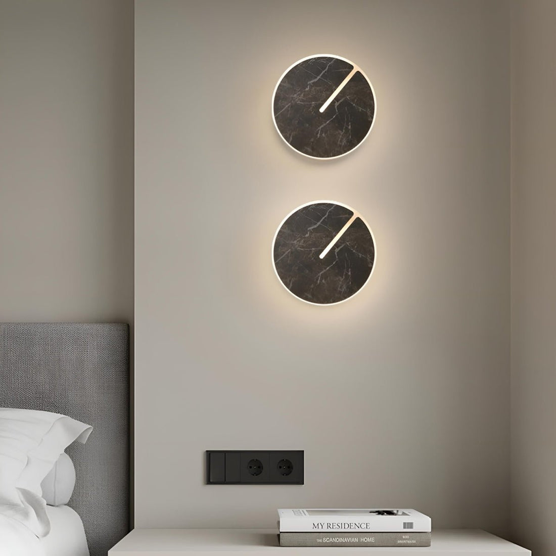 Modern Round Marble Textured Creative LED Indoor Wall Sconce - Flyachilles