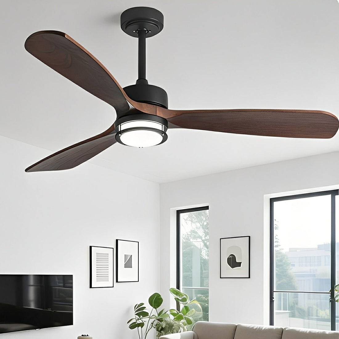 Modern Scandinavian Wood DC Motor Reverse Full - Spectrum LED Ceiling Fan Lights - Flyachilles