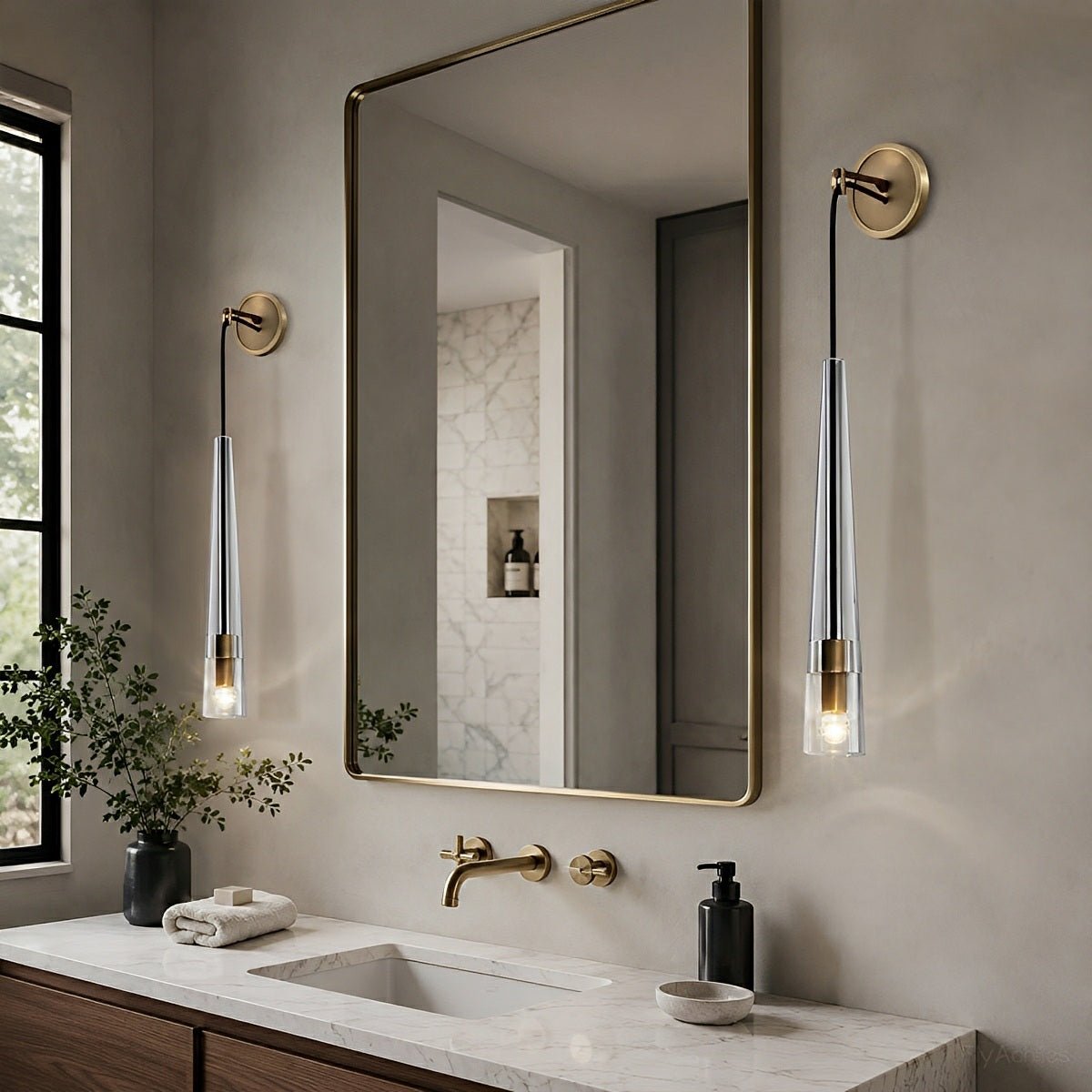 Modern Slim Conical Crystal LED Wall Sconce - Flyachilles