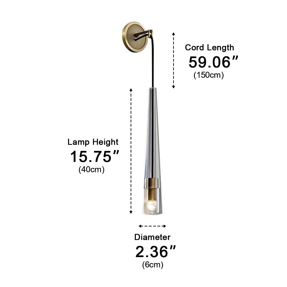 Modern Slim Conical Crystal LED Wall Sconce - Flyachilles