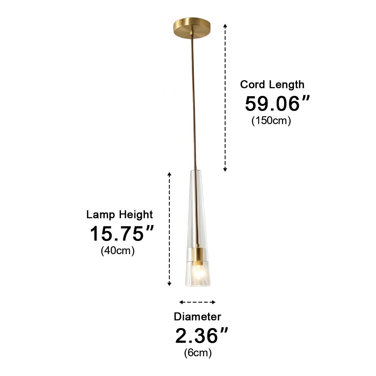 Modern Slim Conical Crystal Pendant Light - Flyachilles