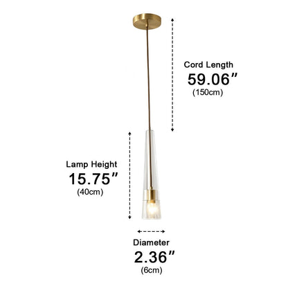 Modern Slim Conical Crystal Pendant Light - Flyachilles