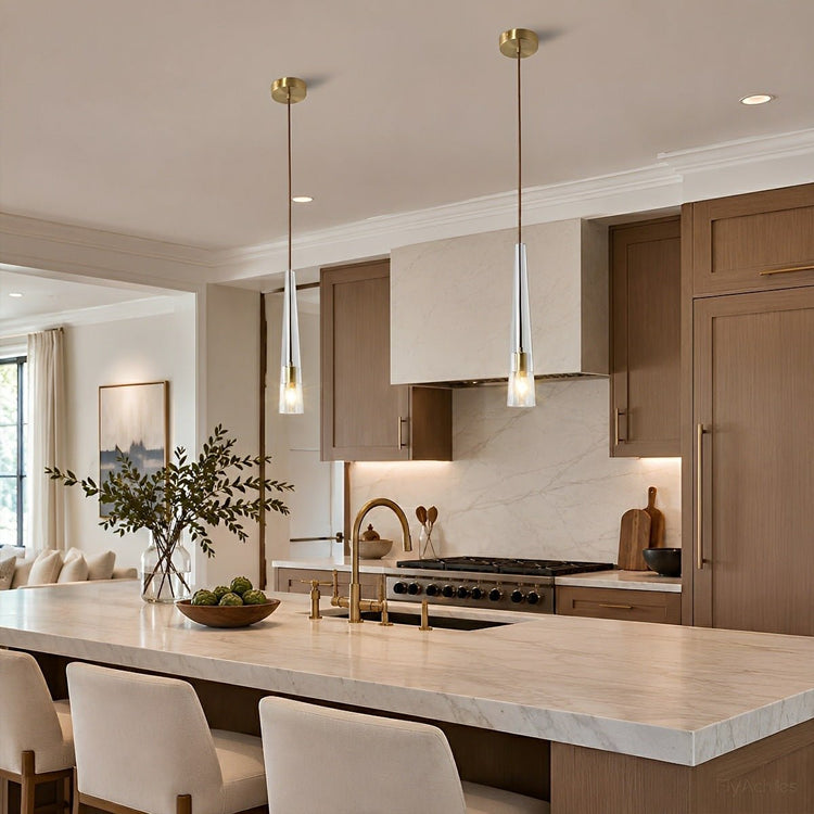 Modern Slim Conical Crystal Pendant Light - Flyachilles