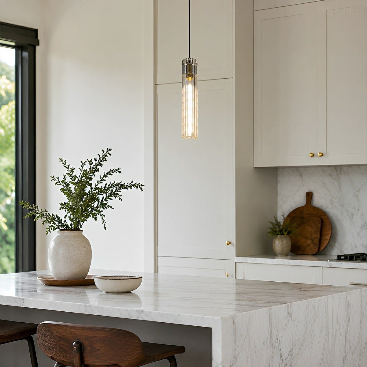 Modern Slim Cylindrical Crystal LED Pendant Light - Flyachilles