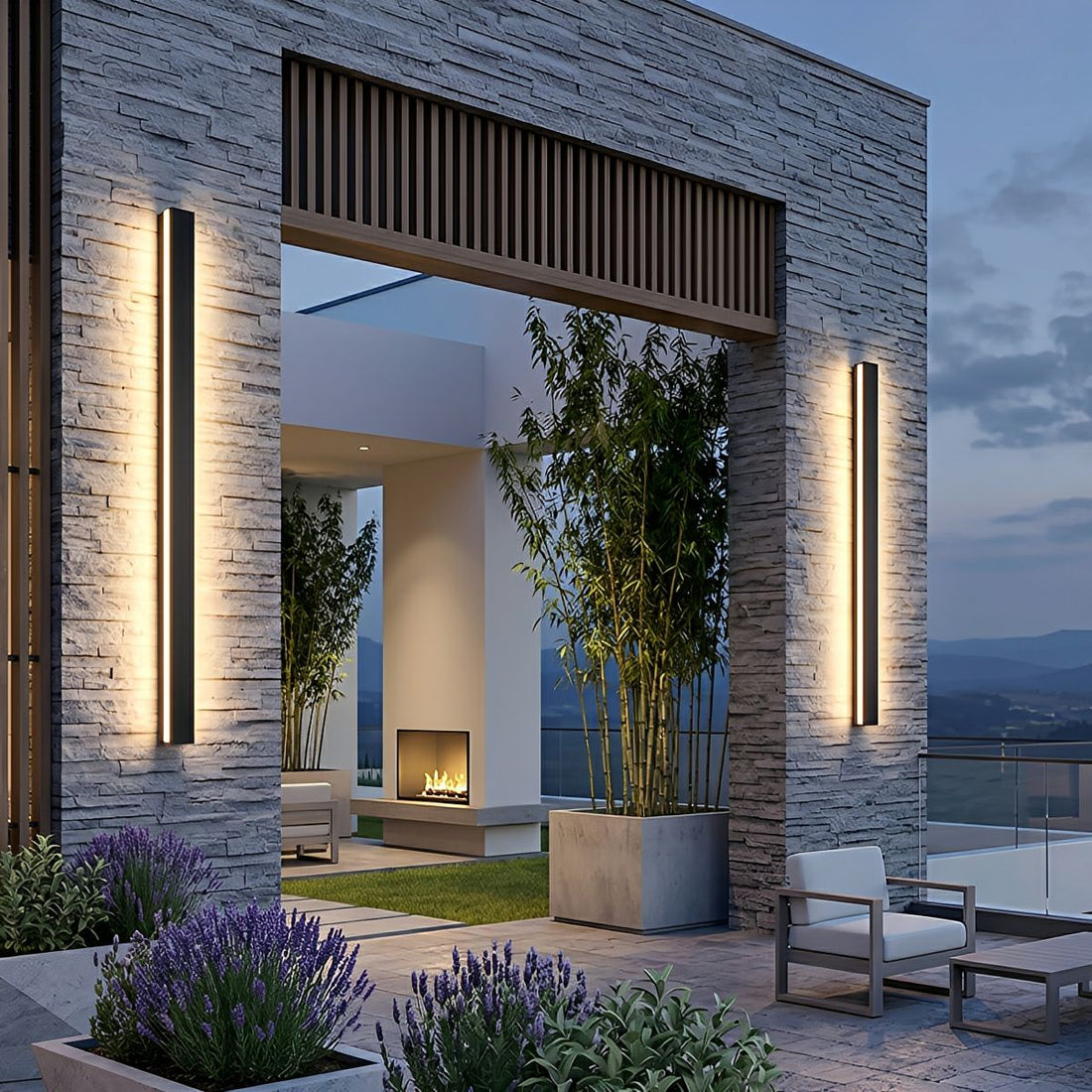 Modern Solar LED Wall Light Waterproof Long Strip Outdoor Sconce - Flyachilles