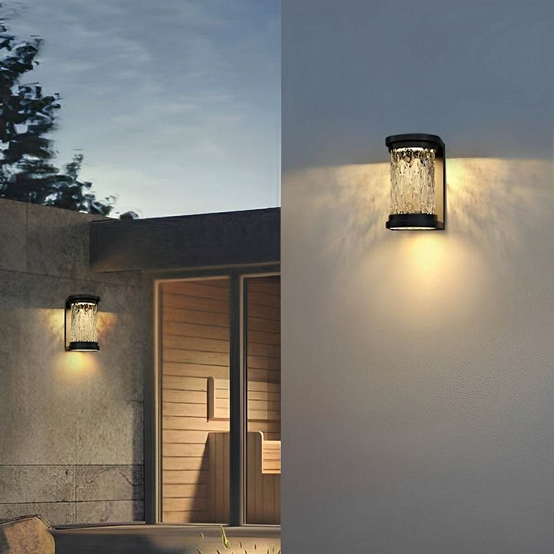 Modern Solar Waterproof Stainless Steel Water Glass Outdoor LED Porch Wall Lights - Flyachilles