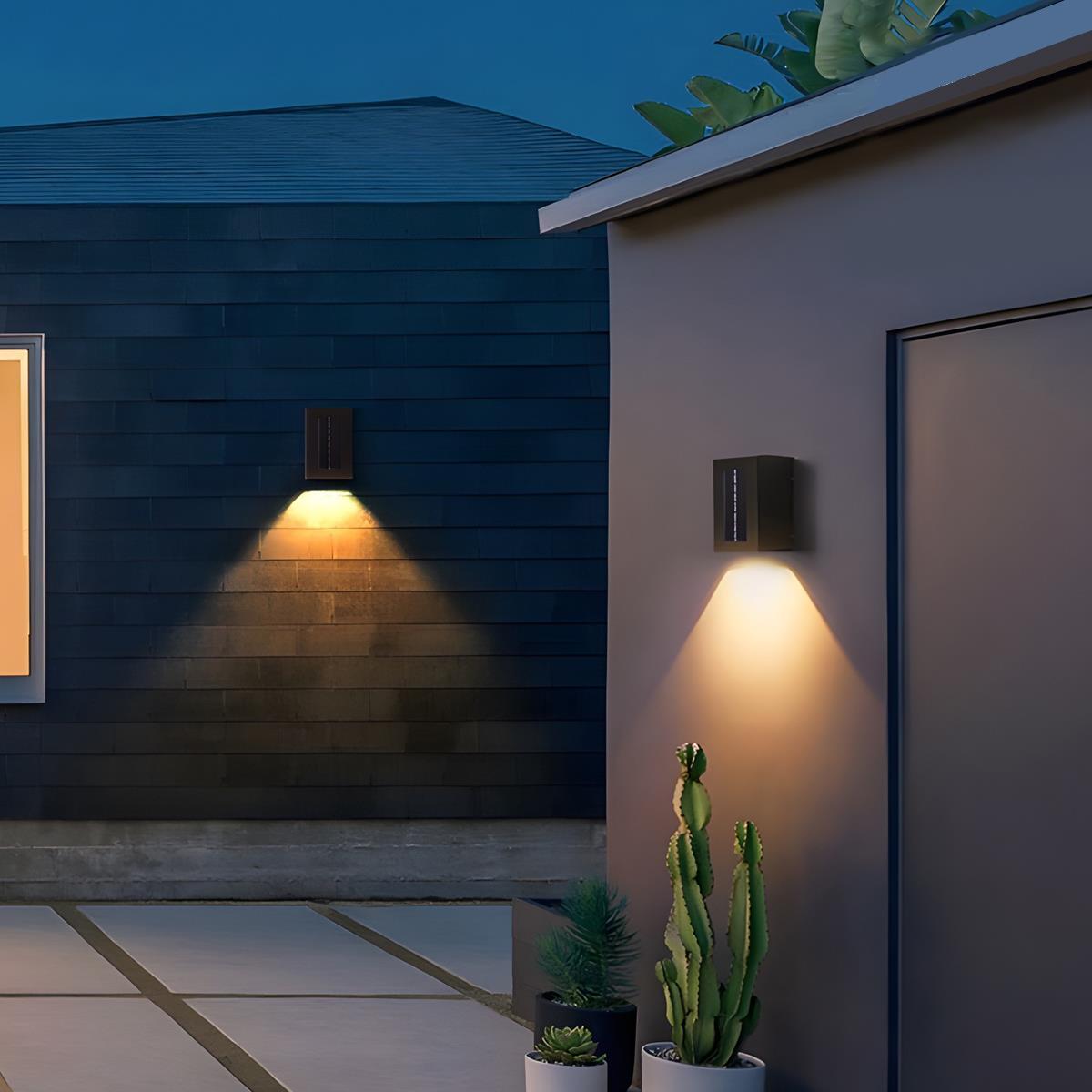 Modern Solar Waterproof Up and Down LED Outdoor Wall Sconces Lighting ...