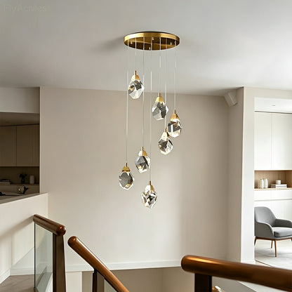Modern Spiral Crystal Droplets Staircase Chandelier Modern Spiral Crystal Staircase Chandelier - Flyachilles