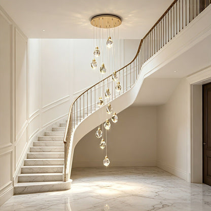 Modern Spiral Crystal Droplets Staircase Chandelier Modern Spiral Crystal Staircase Chandelier - Flyachilles