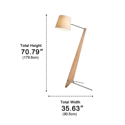 Modern Tilt Wood Fabric Drum Shade Floor Lamp - Flyachilles