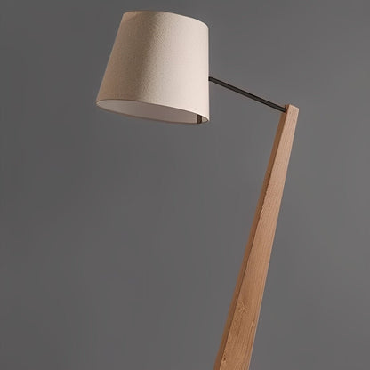 Modern Tilt Wood Fabric Drum Shade Floor Lamp - Flyachilles
