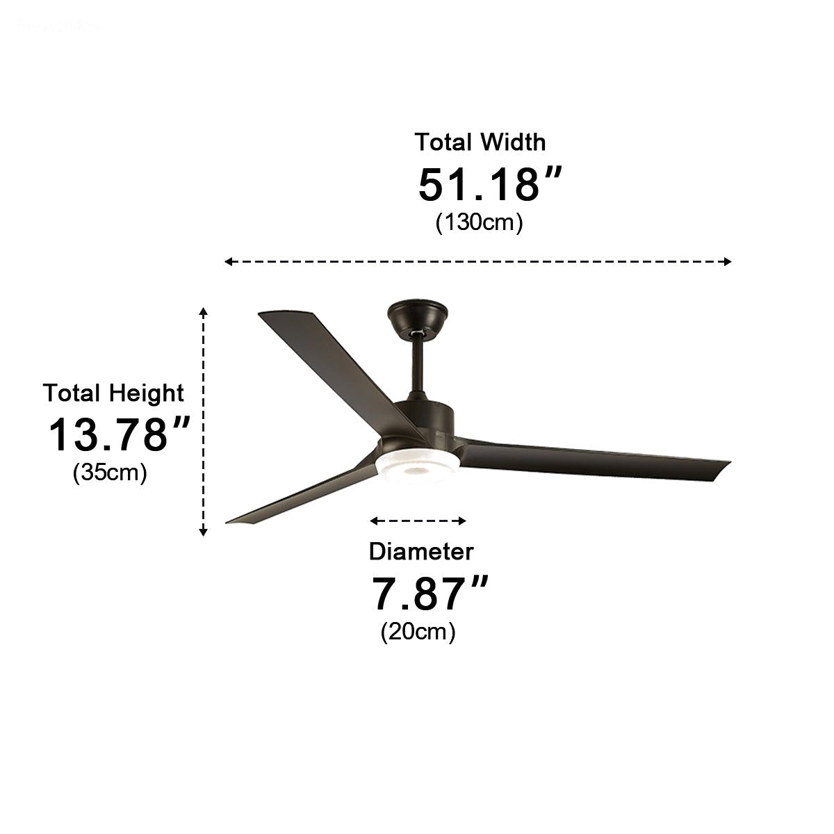 Modern Waterproof Black Outdoor LED Ceiling Fan with Light DC Motor - Flyachilles