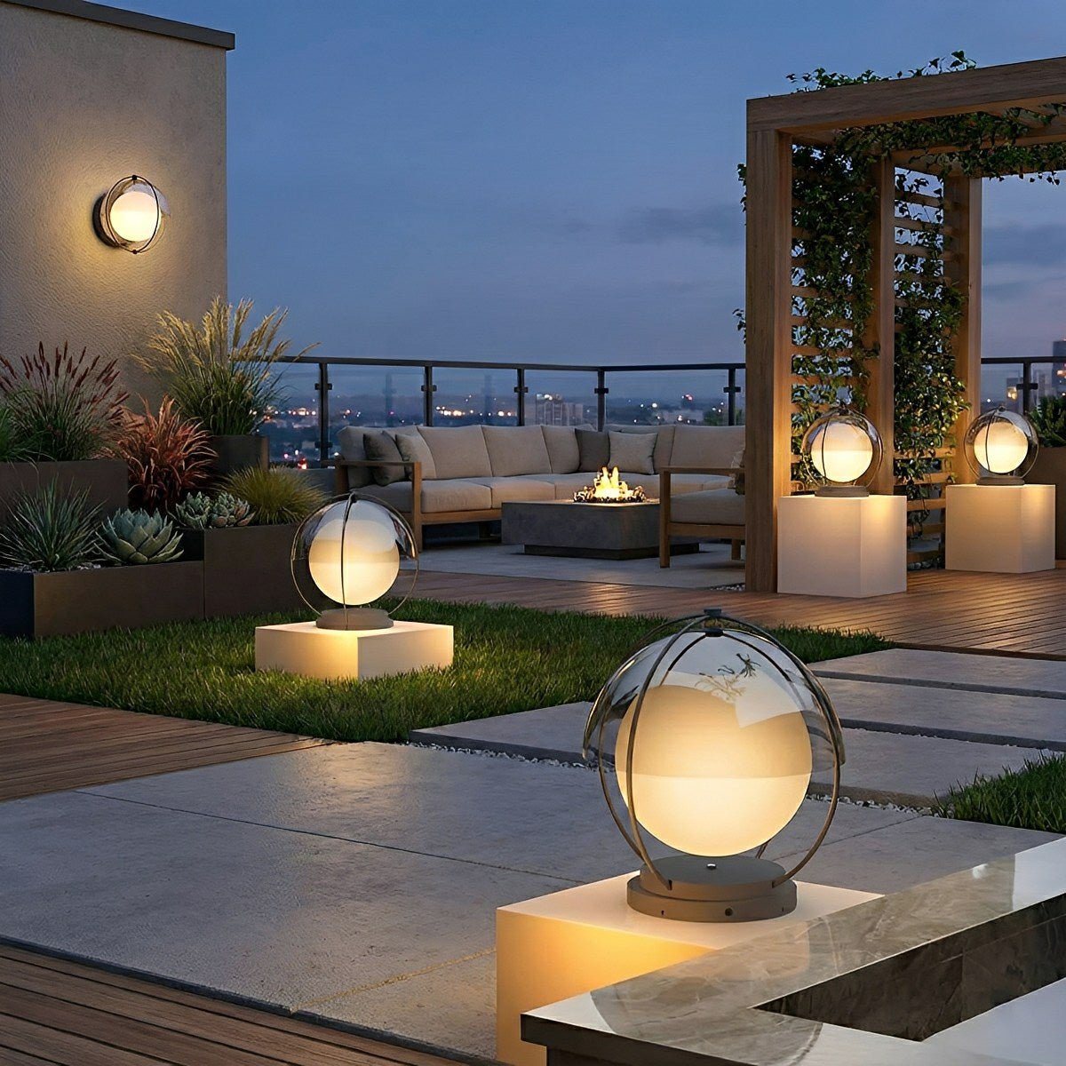 Outdoor Post Lights | Modern LED Globe Solar Lights