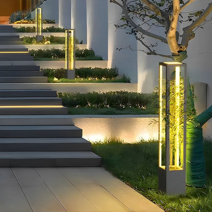 Modern Waterproof Hollow Flower Pot Outdoor LED Lawn Pillar Lights - Flyachilles
