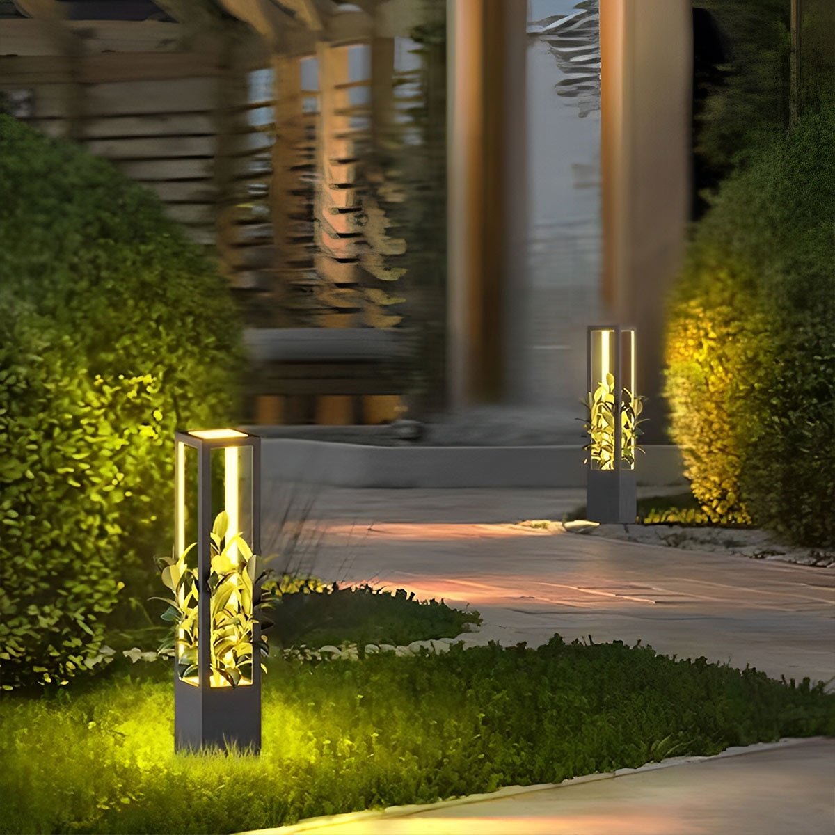 Modern Waterproof Hollow Flower Pot Outdoor LED Lawn Pillar Lights - Flyachilles