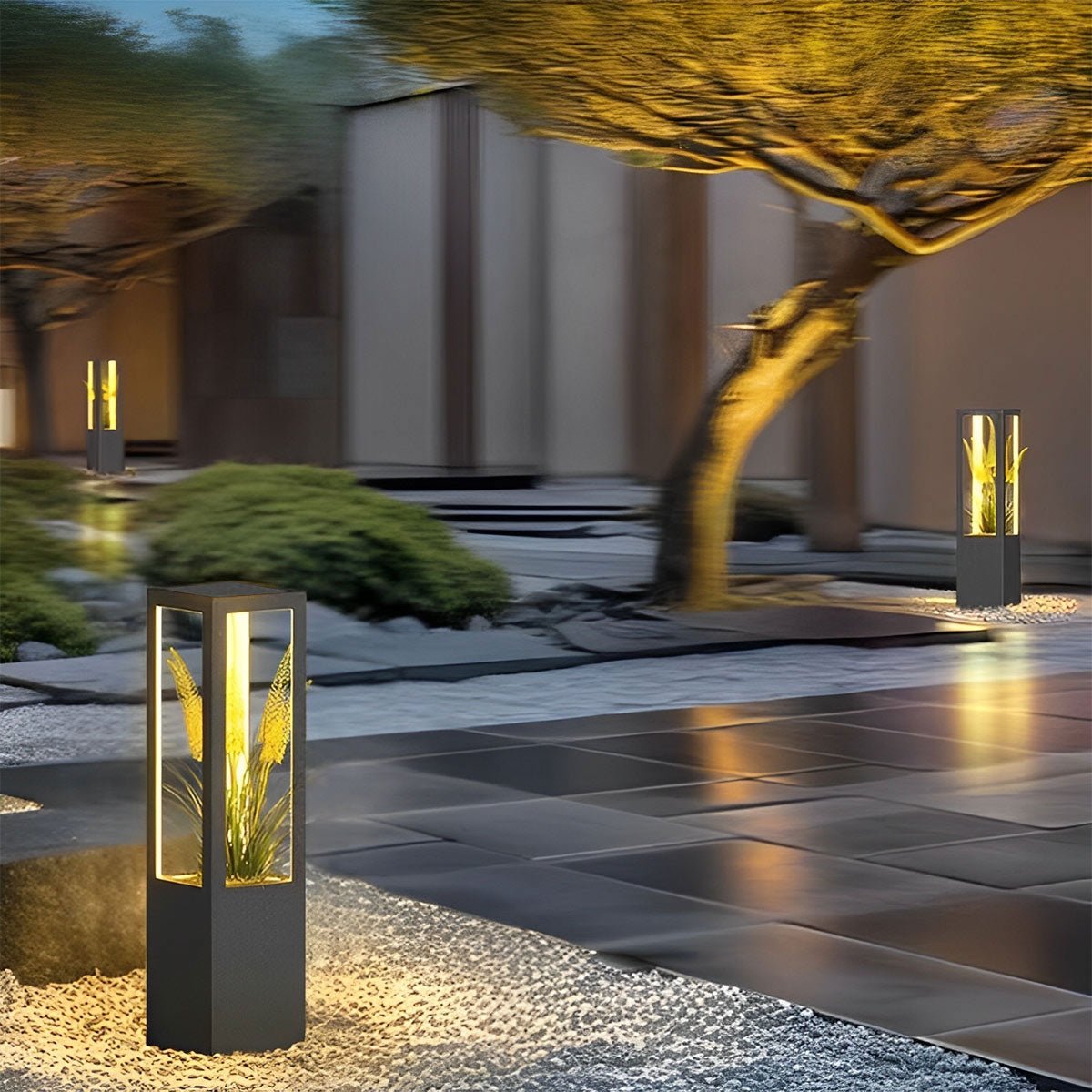 Modern Waterproof Hollow Flower Pot Outdoor LED Lawn Pillar Lights - Flyachilles