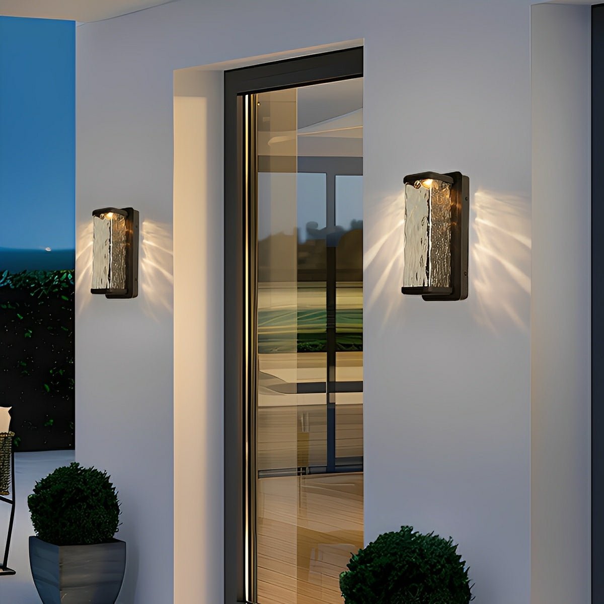 Modern Waterproof Rectangular Water Waves Outdoor LED Porch Wall Lights - Flyachilles