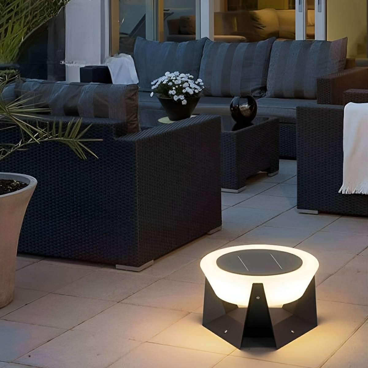 Modern Waterproof Solar Round LED Outdoor Post Lights - Flyachilles