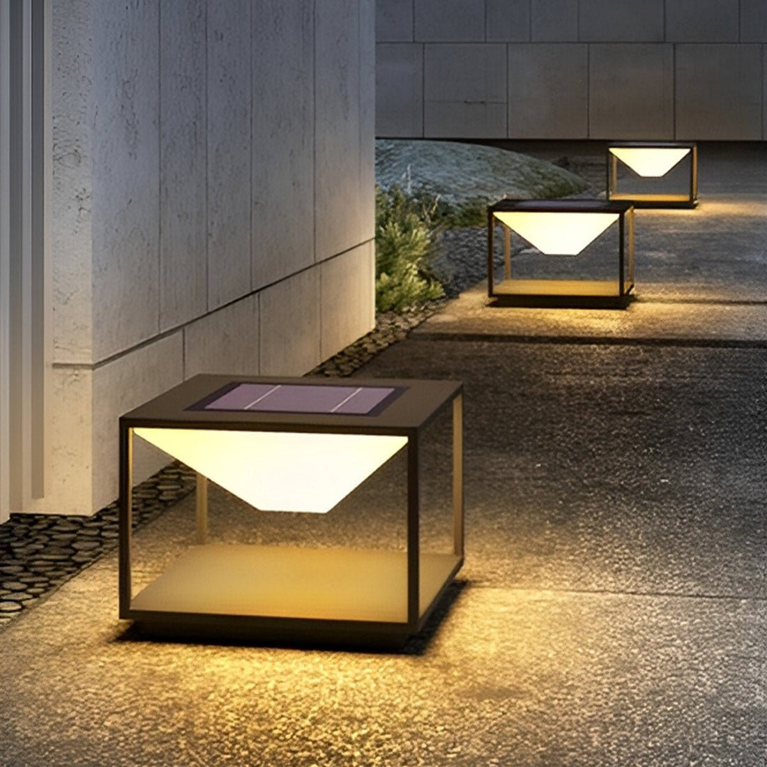 Modern Waterproof Solar Square Mountain LED Outdoor Post Lights - Flyachilles