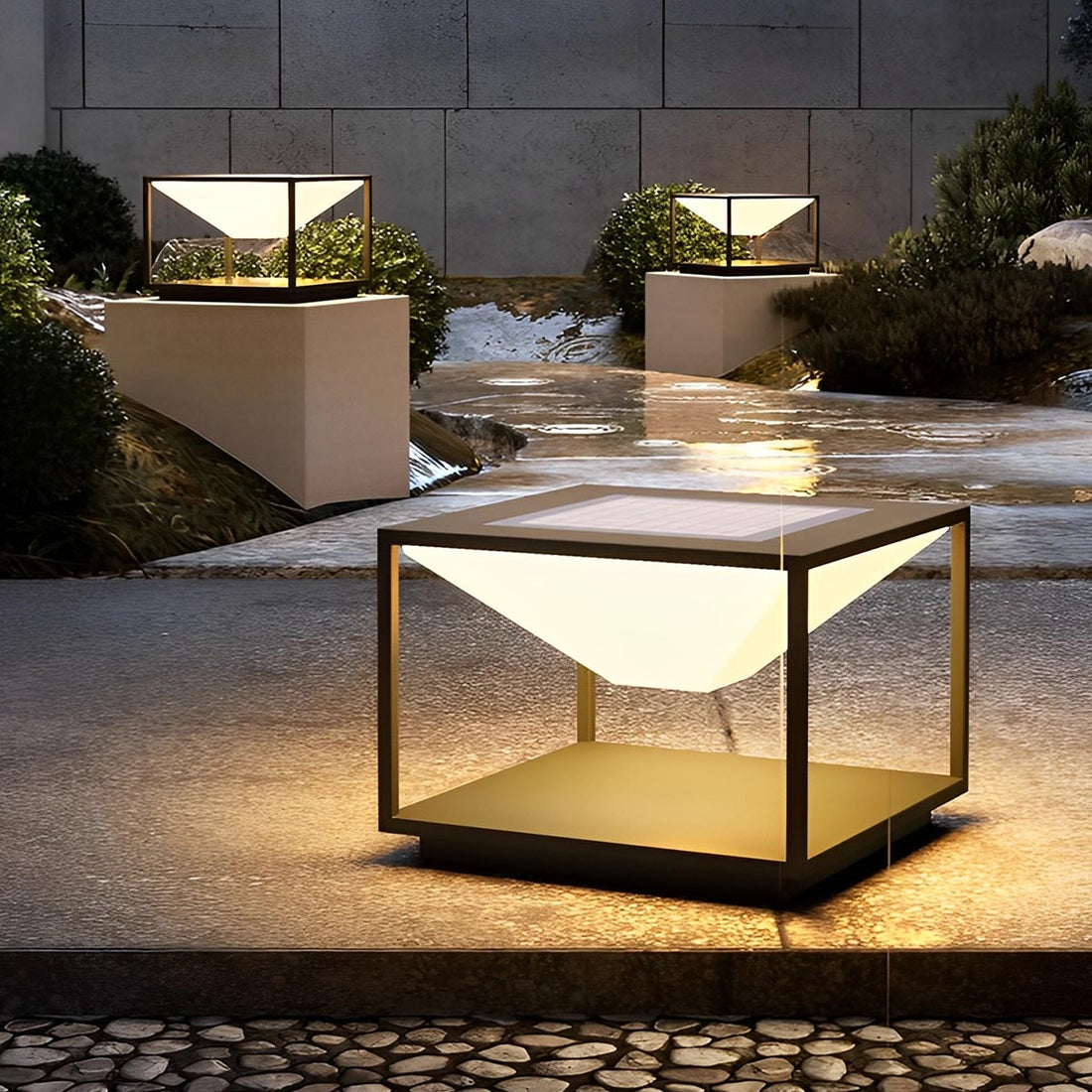 Modern Waterproof Solar Square Mountain LED Outdoor Post Lights - Flyachilles