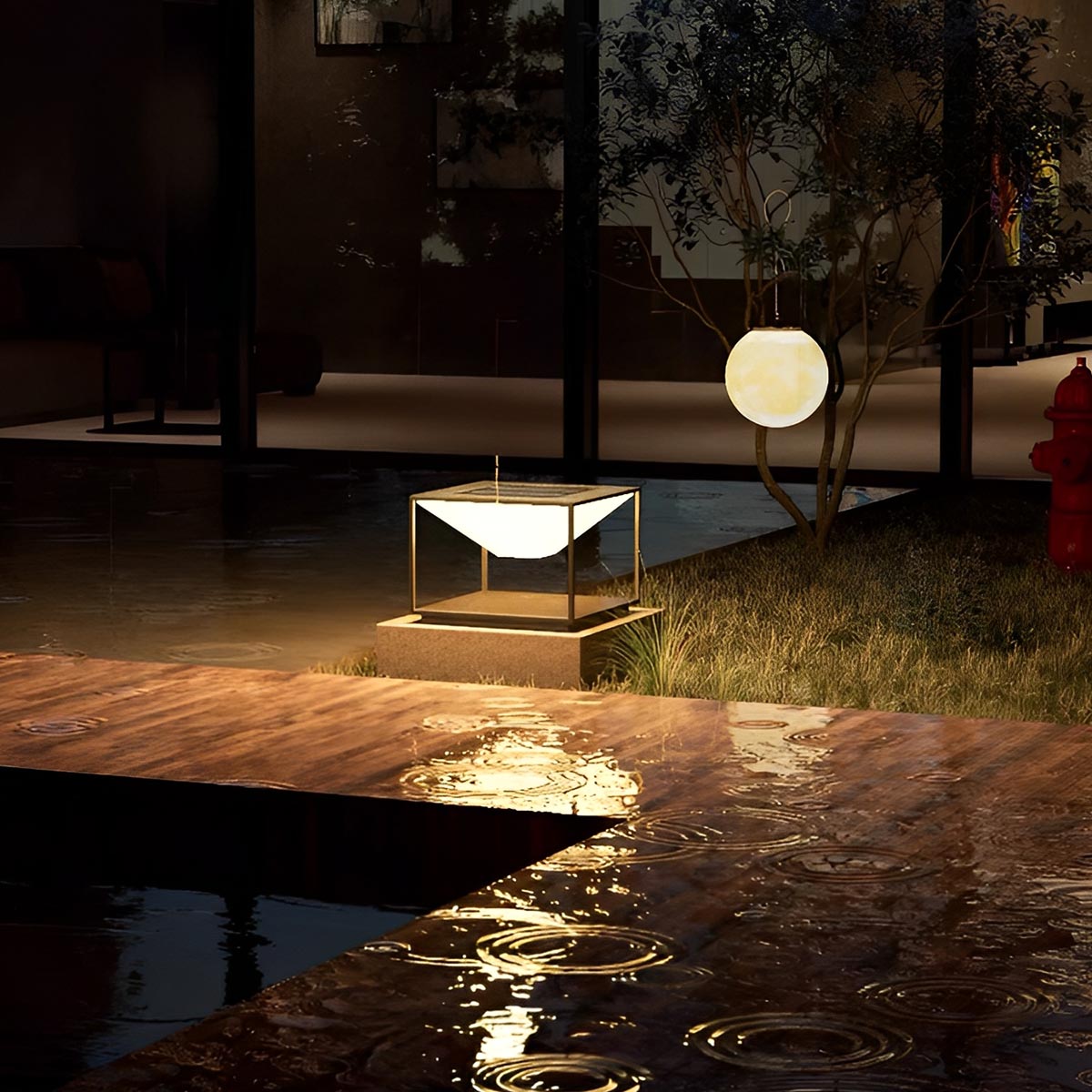 Modern Waterproof Solar Square Mountain LED Outdoor Post Lights - Flyachilles