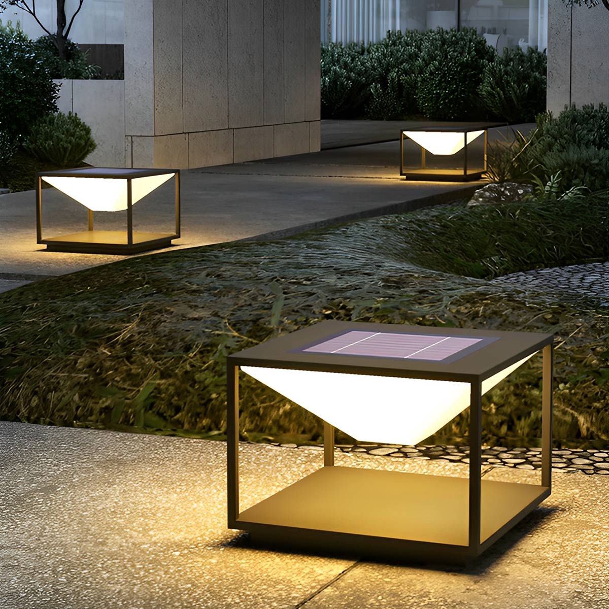 Modern Waterproof Solar Square Mountain LED Outdoor Post Lights - Flyachilles