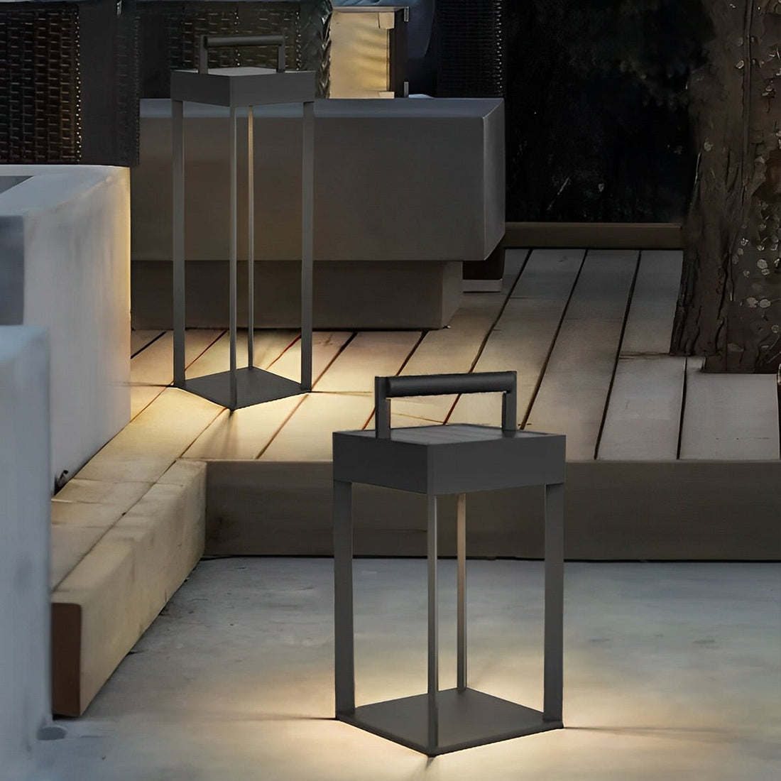 Modern Waterproof Solar&amp;Rechargeable Rectangular LED Outdoor Floor Lamp - Flyachilles