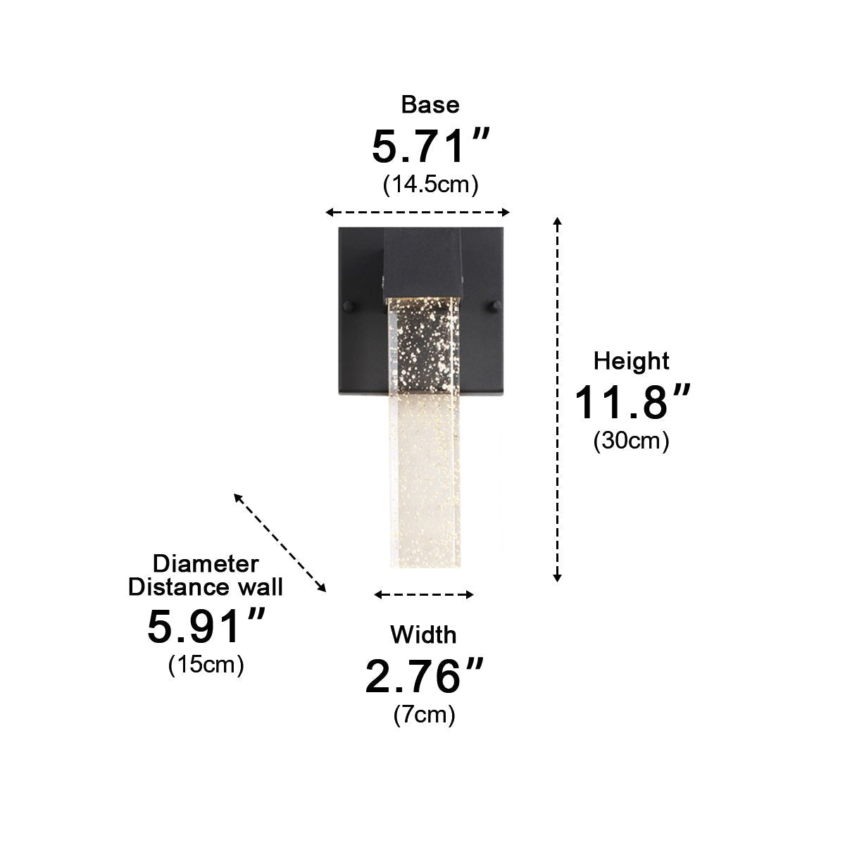 Modern Waterproof Square Long Strip Crystal LED Outdoor Wall Light - Flyachilles