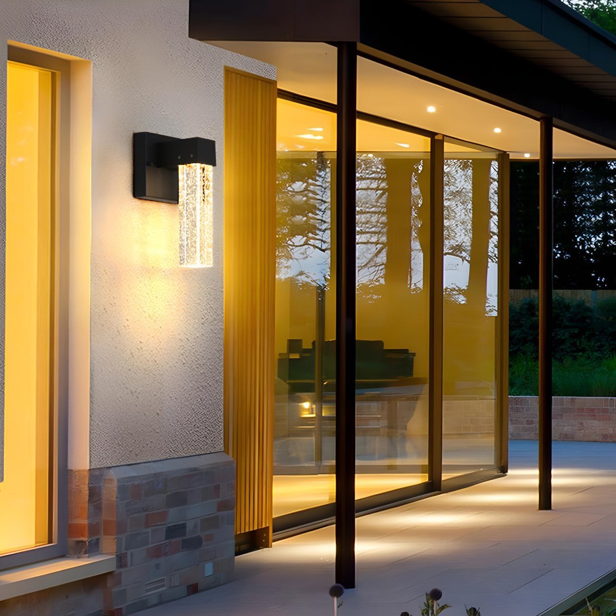Modern Waterproof Square Long Strip Crystal LED Outdoor Wall Light - Flyachilles