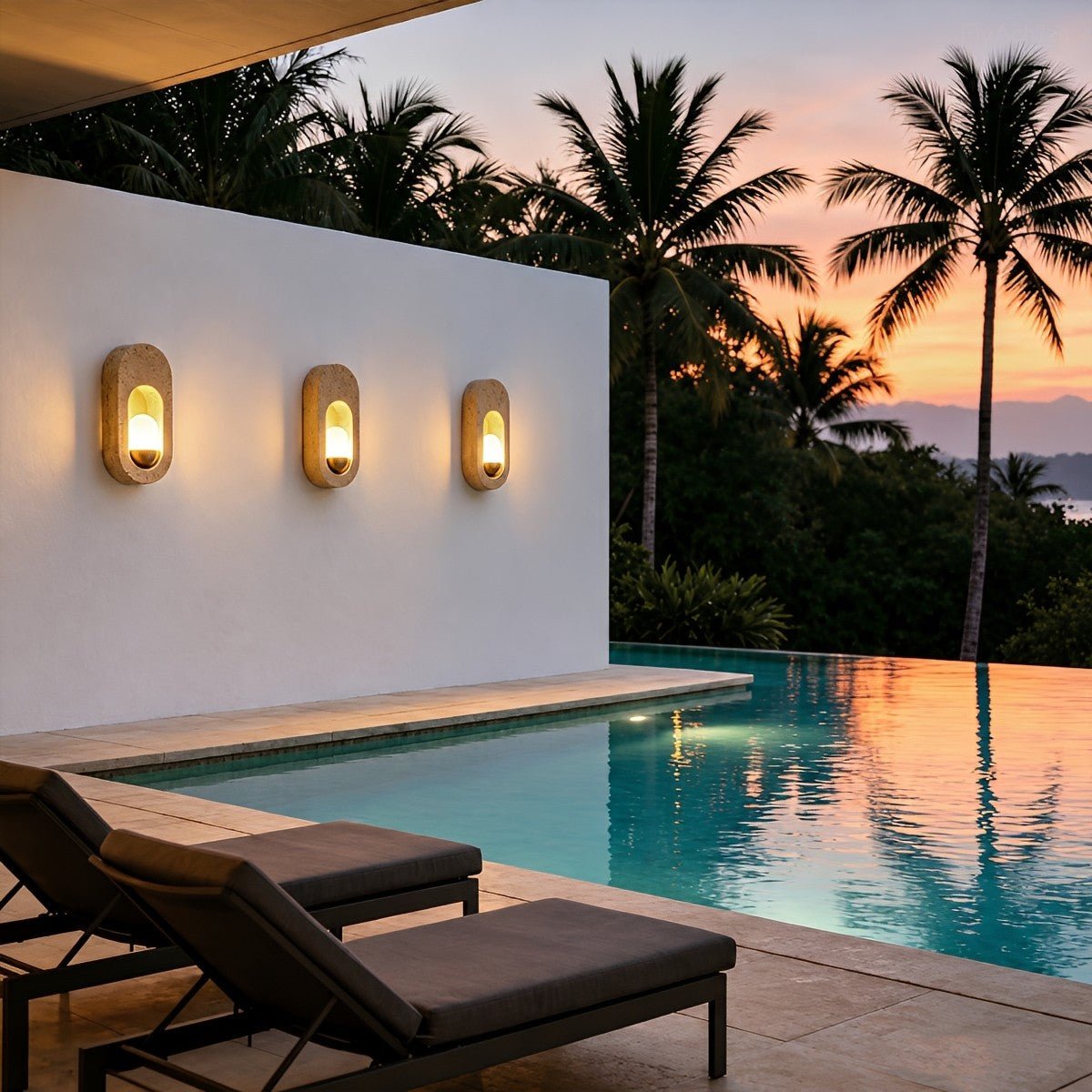 Modern Waterproof Travertine LED Outdoor Wall Light - Flyachilles