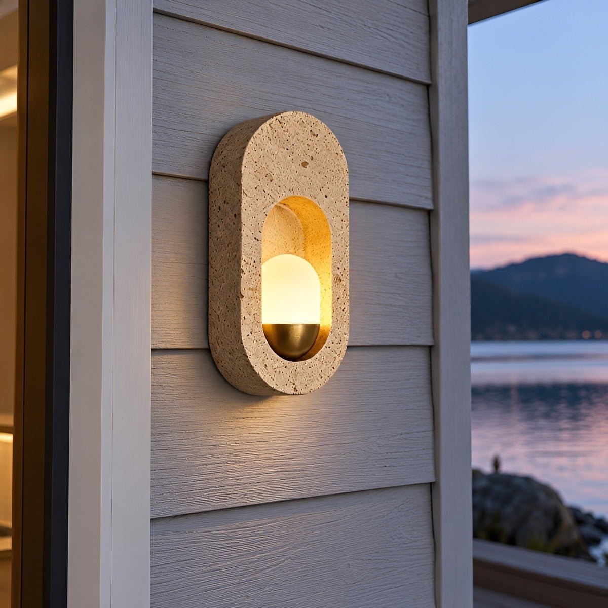Modern Waterproof Travertine LED Outdoor Wall Light - Flyachilles