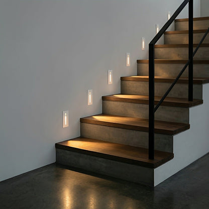 Modern Waterproof White Rectangle LED Waterproof Recessed Stair Lights Step Lights - Flyachilles