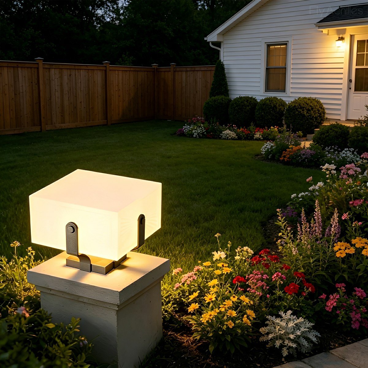 Modern White Square Waterproof Outdoor LED Fence Post Lights - Flyachilles