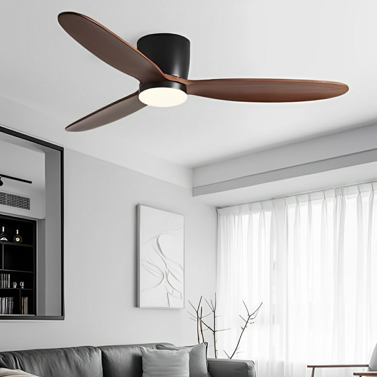 Modern Wood 6 - Speed Inverter Ceiling Fan Light - Flyachilles