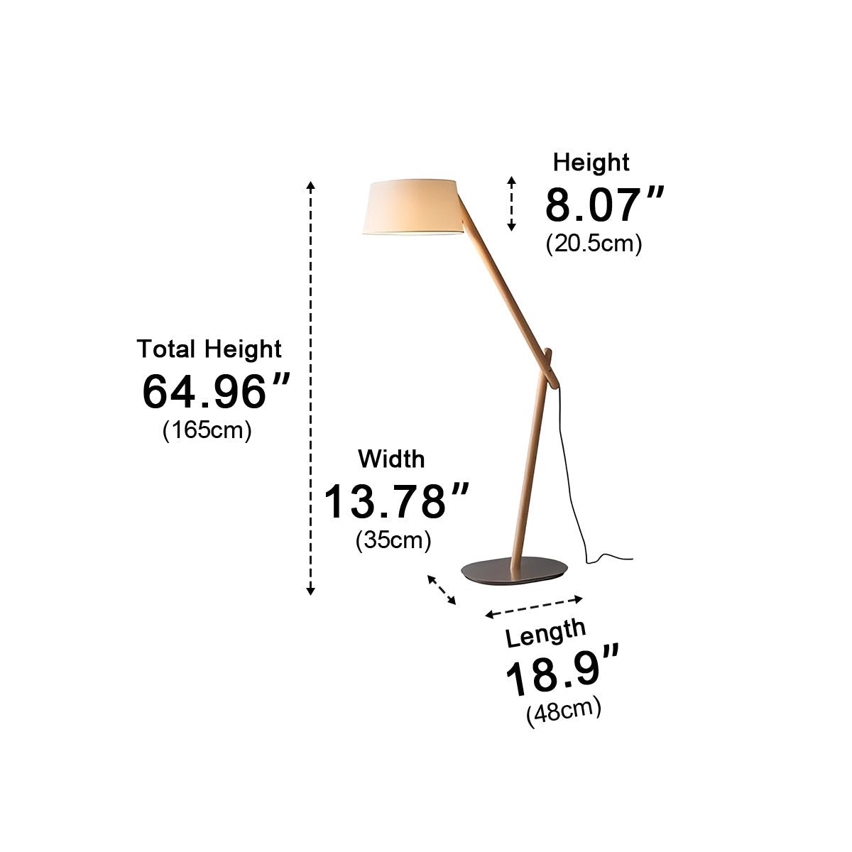 Modern Wood Finish Adjustable Fabric Drum Shade Floor Lamp - Flyachilles