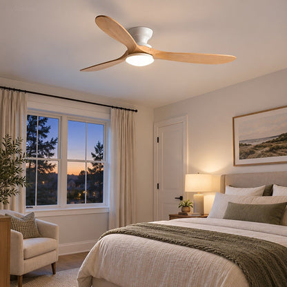 Modern Wood LED Ceiling Fan with Light Reversible DC Motor - Flyachilles