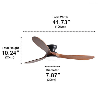 Modern Wood LED Ceiling Fan with Light Reversible DC Motor - Flyachilles
