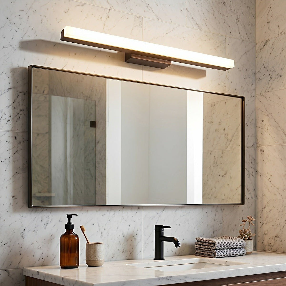 Modern Wood LED Vanity Light Minimalist Bathroom Mirror Wall Sconce - Flyachilles