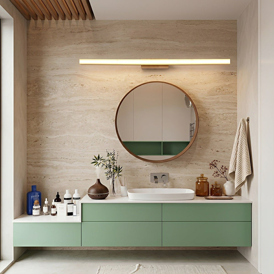 Modern Wood LED Vanity Light Minimalist Bathroom Mirror Wall Sconce - Flyachilles