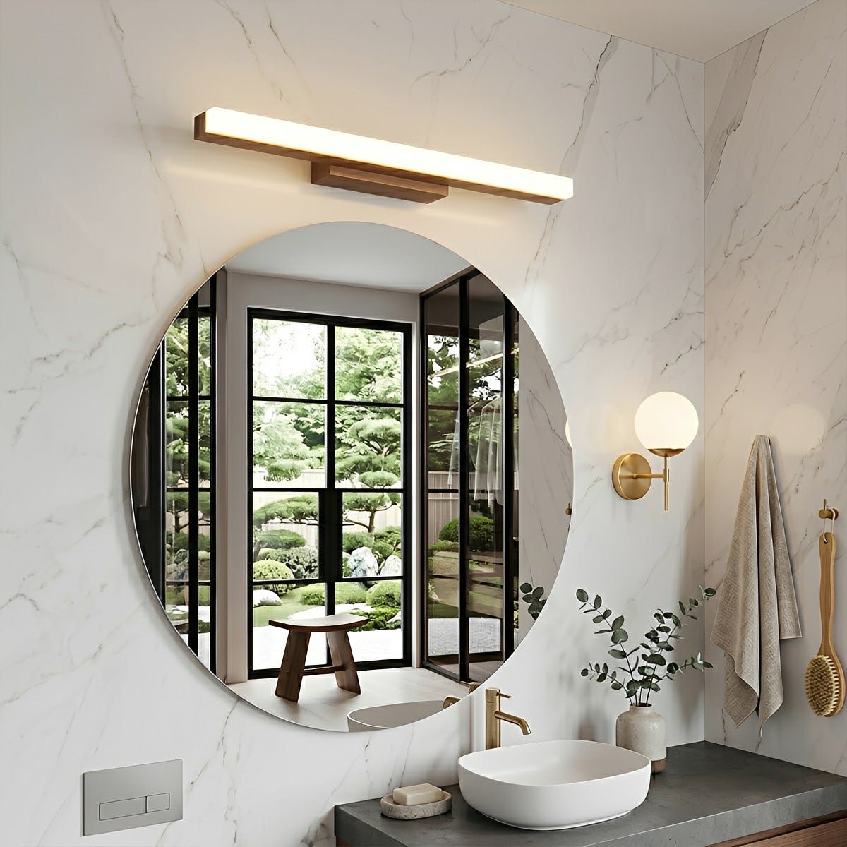 Modern Wood LED Vanity Light Minimalist Bathroom Mirror Wall Sconce - Flyachilles