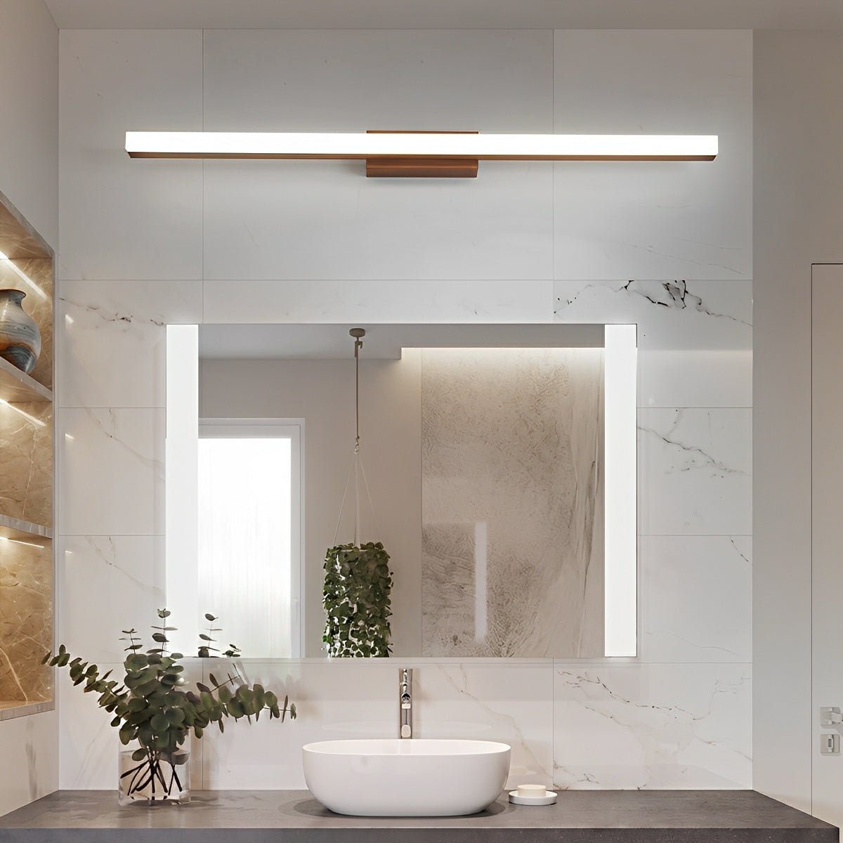 Modern Wood LED Vanity Light Minimalist Bathroom Mirror Wall Sconce - Flyachilles